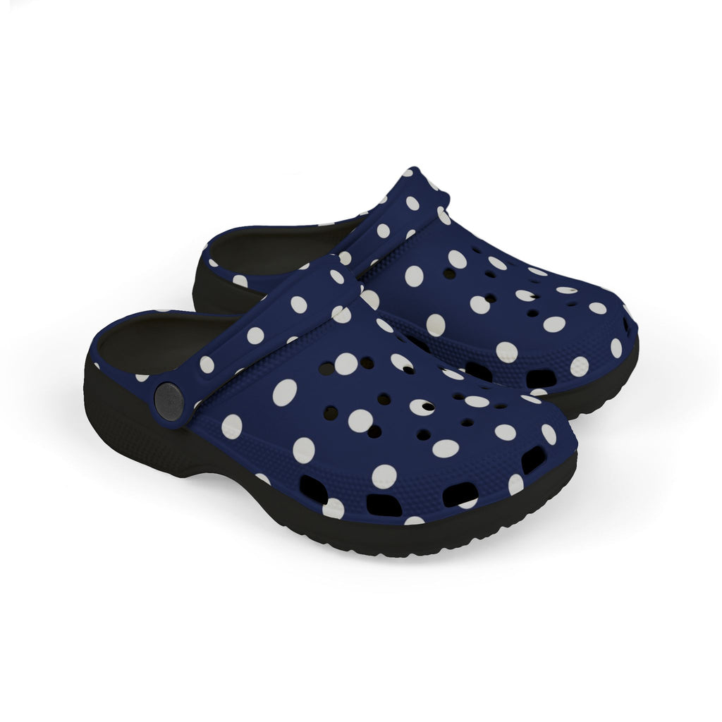 Kids Navy Polka Dot EVA Foam Clogs – Lightweight Slip-On Sandals for Toddlers & Children