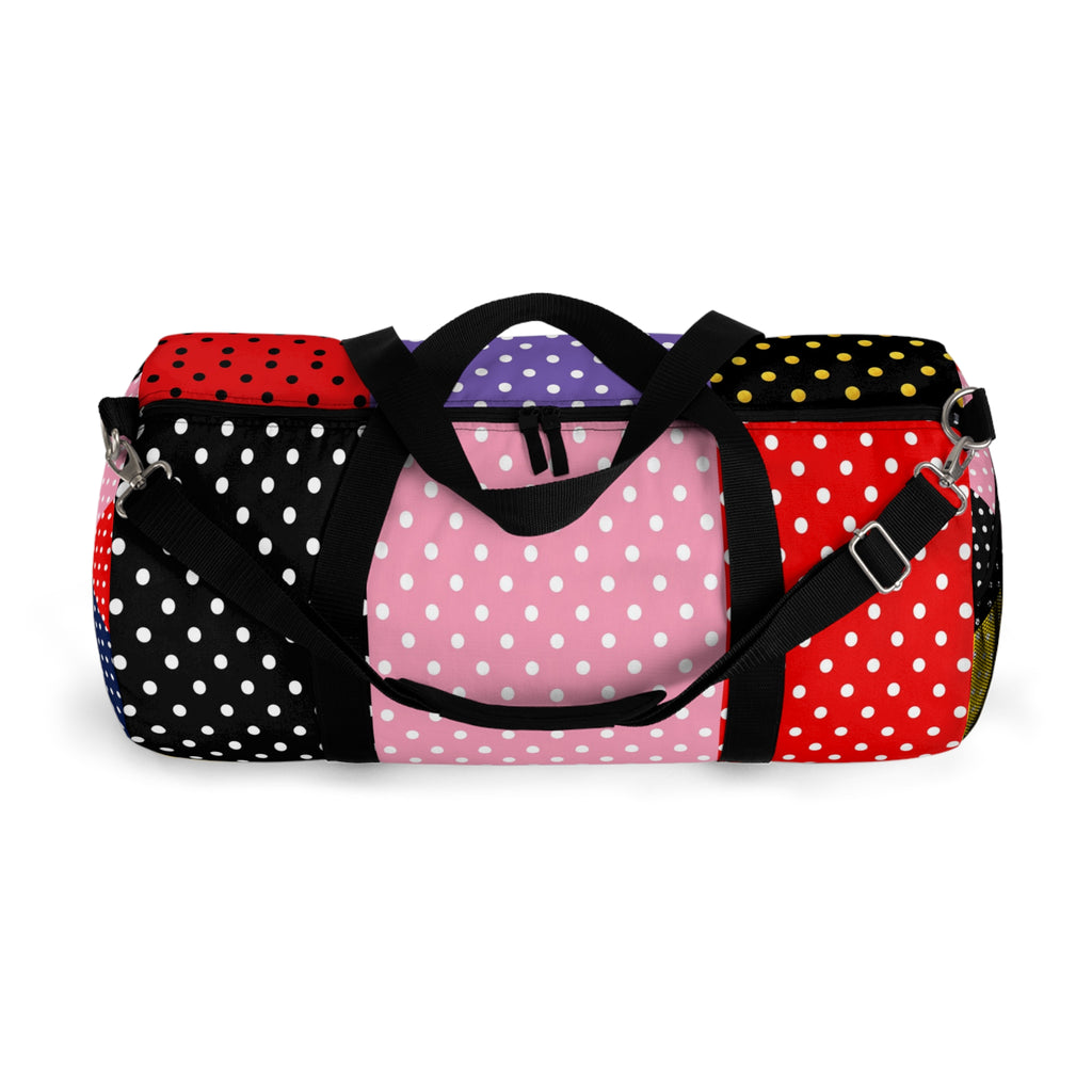 Polka Dot Patchwork Duffel Bag — Colorblock Travel & Gym Bag