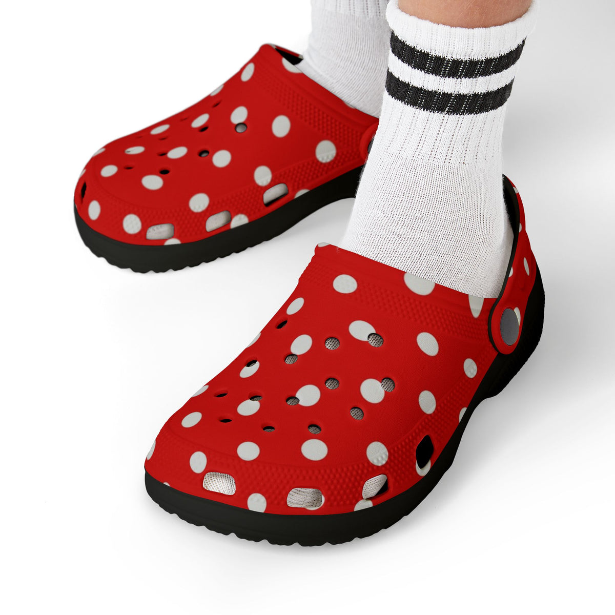 Kids Red & White Polka Dot EVA Foam Clogs