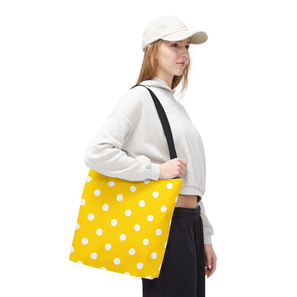 Yellow & White Polka Dot Yellow Tote Bag | All-Over Print