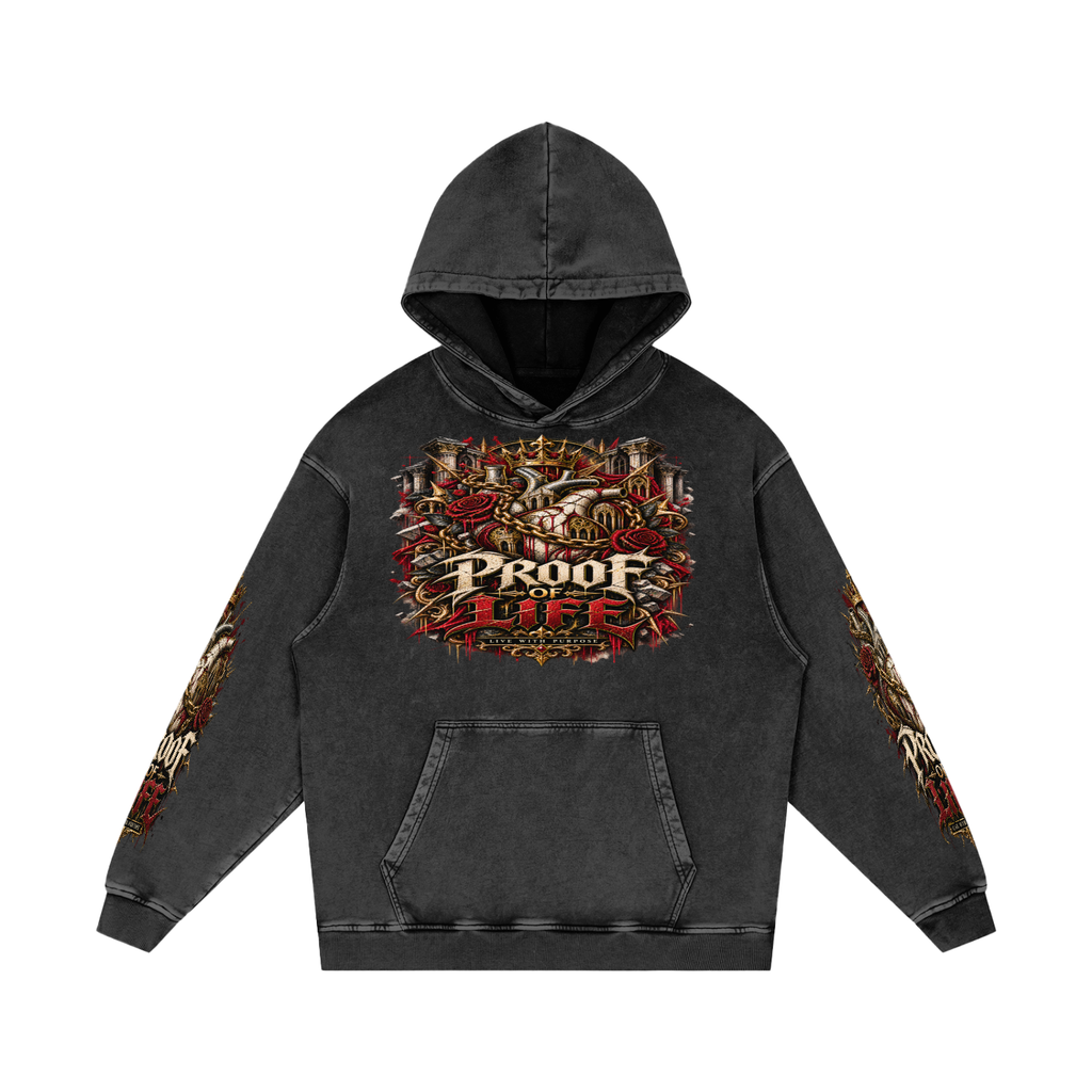 Proof of Life Snow Washed Loose Cotton Hoodie