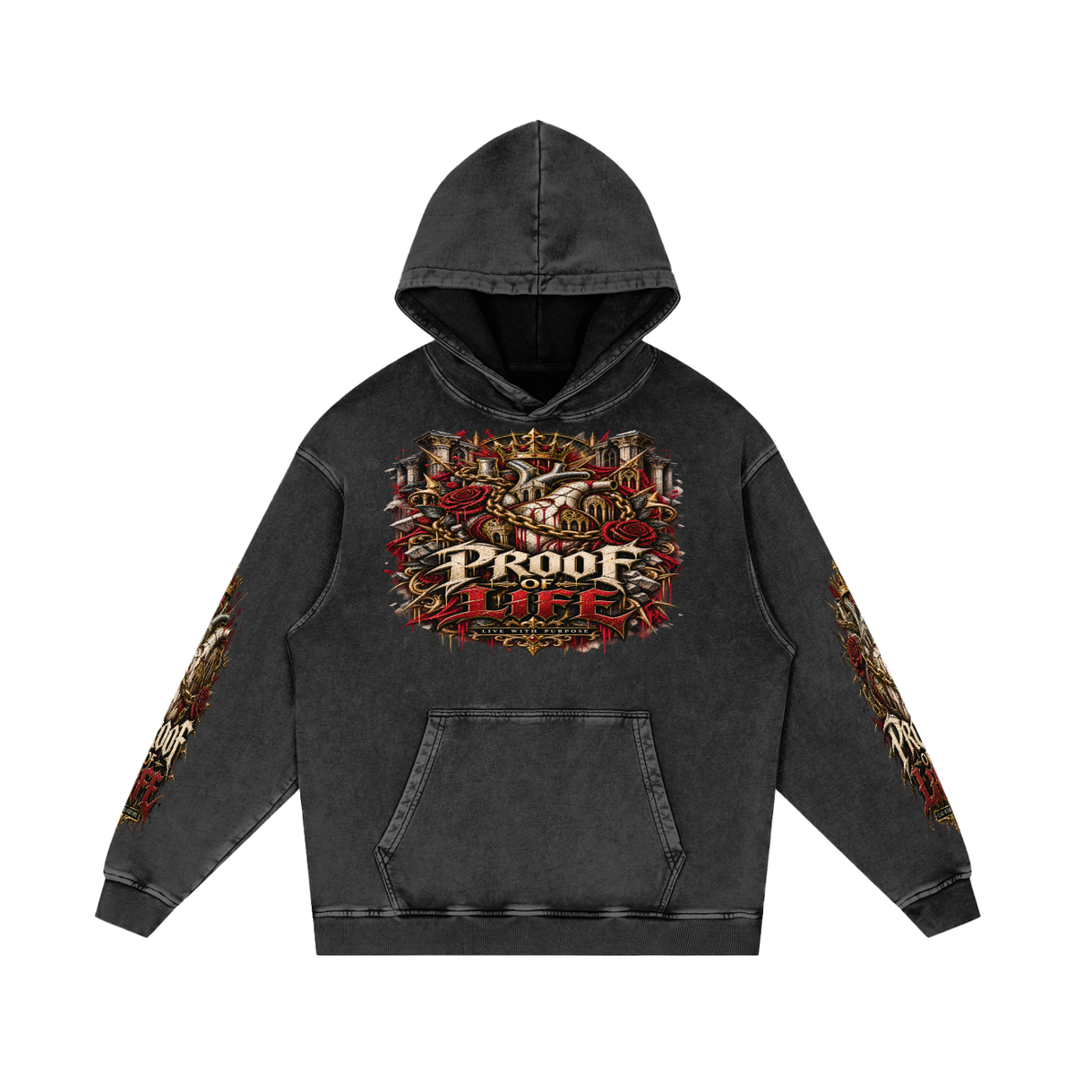 Proof of Life Snow Washed Loose Cotton Hoodie