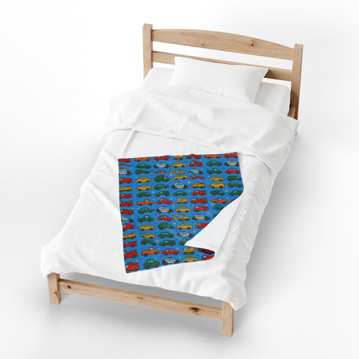 Colorful Toy Cars Pattern Velveteen Plush Blanket | Kids Car Print Throw