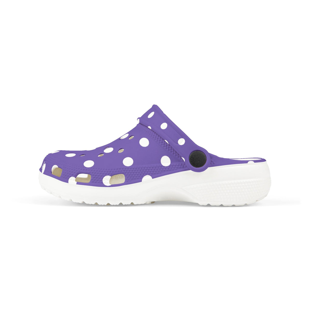 Kids Purple Polka Dot EVA Foam Clogs — Breathable Lightweight Slip-On Shoes