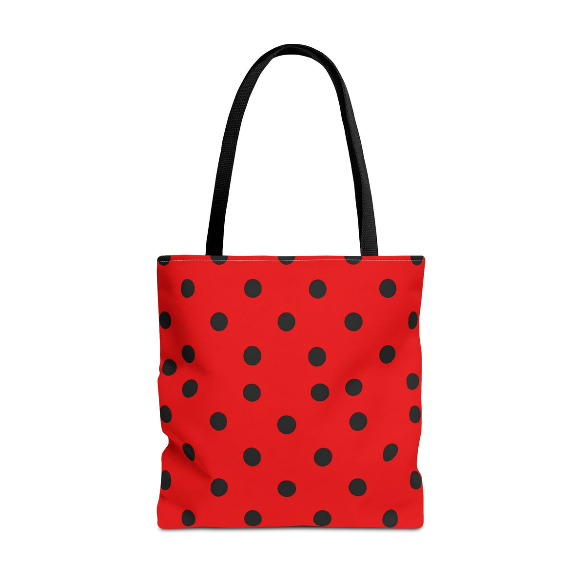 Black Polka Dot on Red Tote Bag
