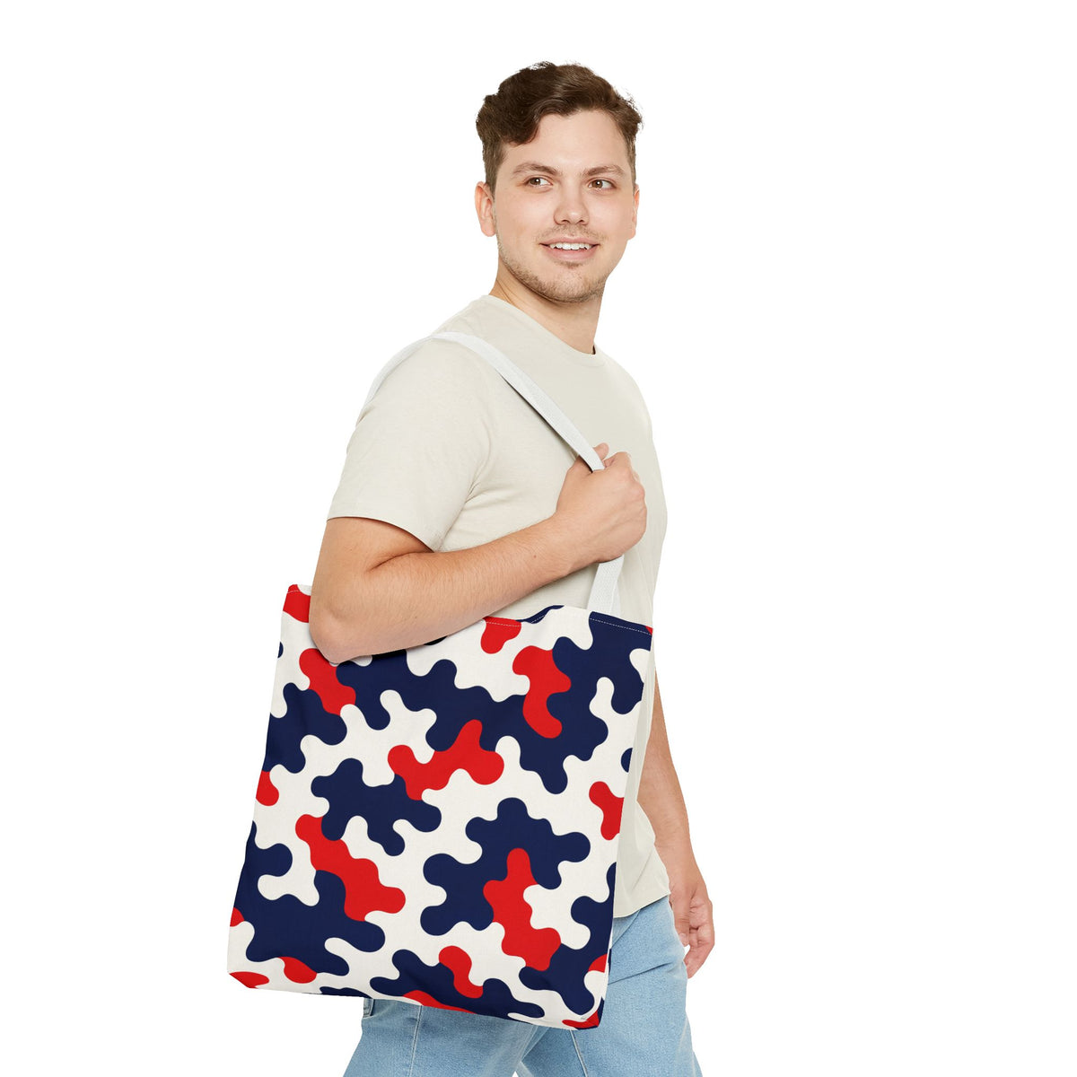 Black White Abstract Camouflage Tote Bag | All-Over Print