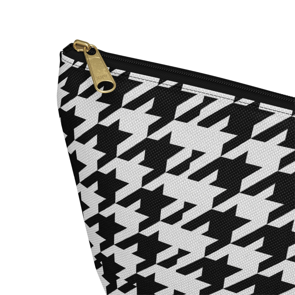 Black and White Houndstooth Accessory Pouch