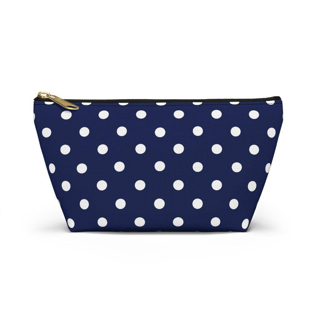 Navy White Polka Dot Accessory Pouch | Makeup Bag