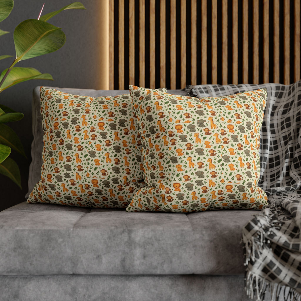 Autumn Woodland Animals Fox & Mushroom Spun Polyester Pillowcase, Fall Decor, Forest Creatures Cushion Cover, Woodland Nursery Accent,
