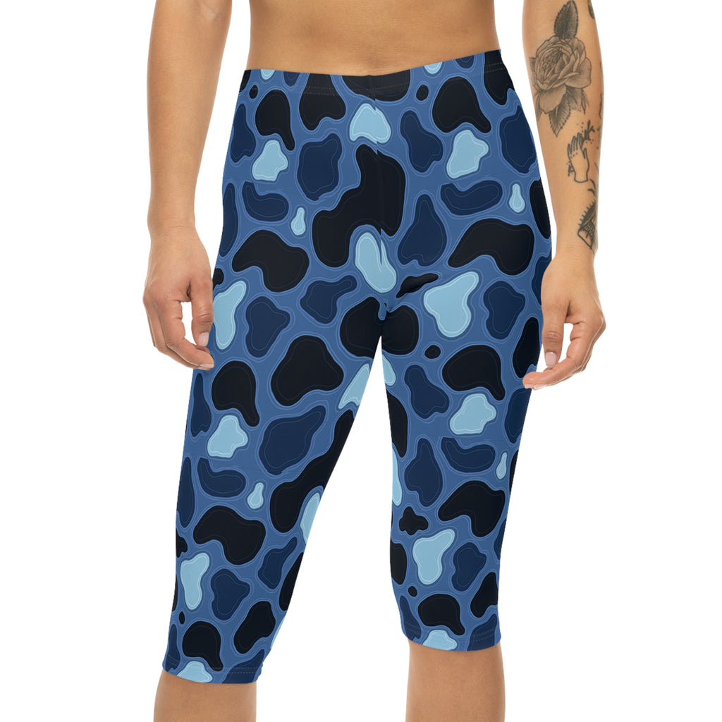 Patina Blue Camo Capri Leggings