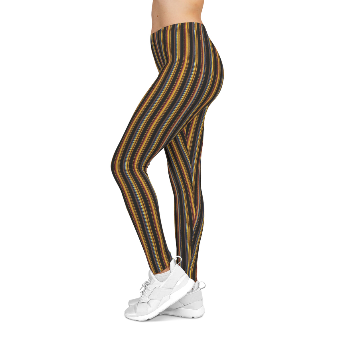 Autumn Striped Leggings | Vertical Fall Color Stripe Leggings