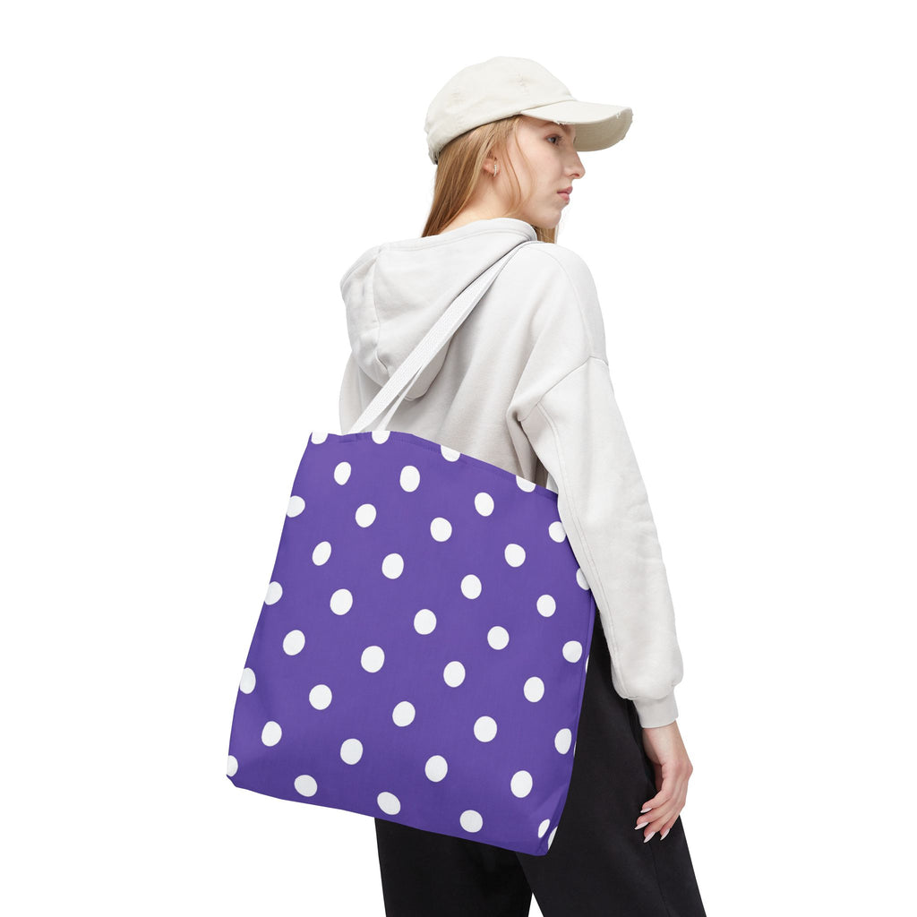Purple With White Polka Dot Pattern Tote Bag | Purple Background All Over Print