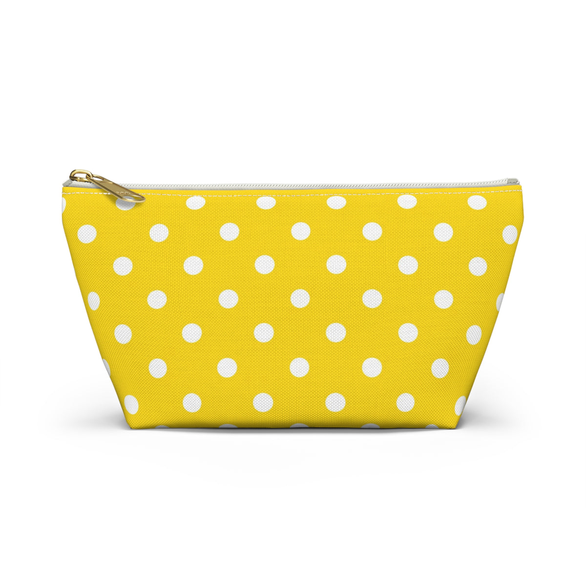 Yellow White Polka Dot Accessory Pouch | T-Bottom Cosmetic Bag