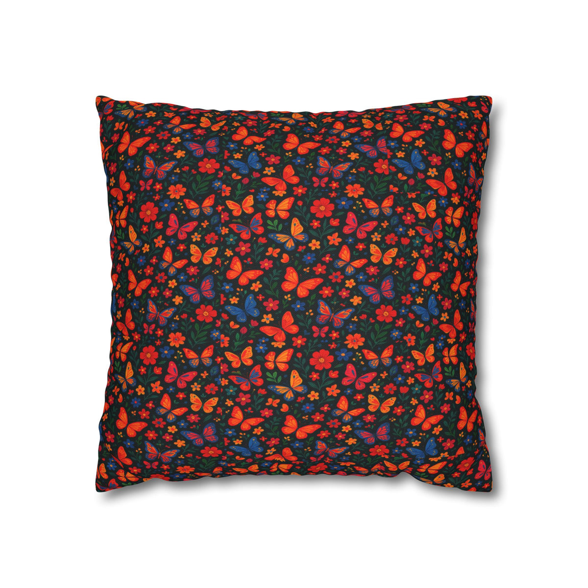 Butterflies Floral Pillowcase, Home Decor, Throw Pillow Cover, Bedroom Accessory, Gift for Her, Spun Polyester Square Pillow