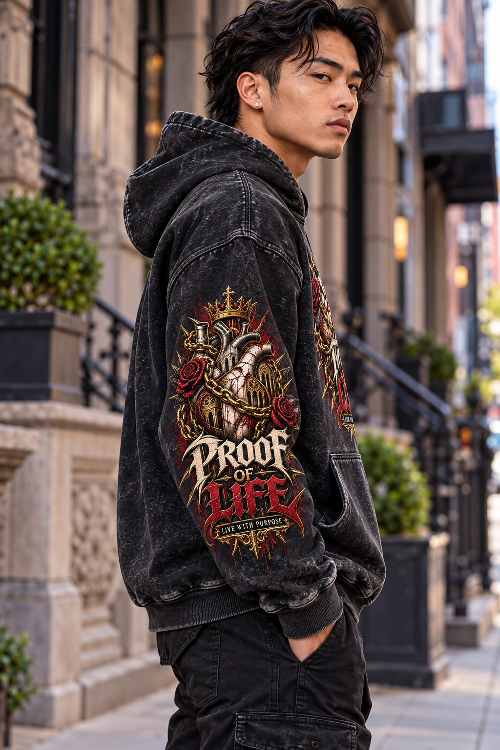 Proof of Life Snow Washed Loose Cotton Hoodie