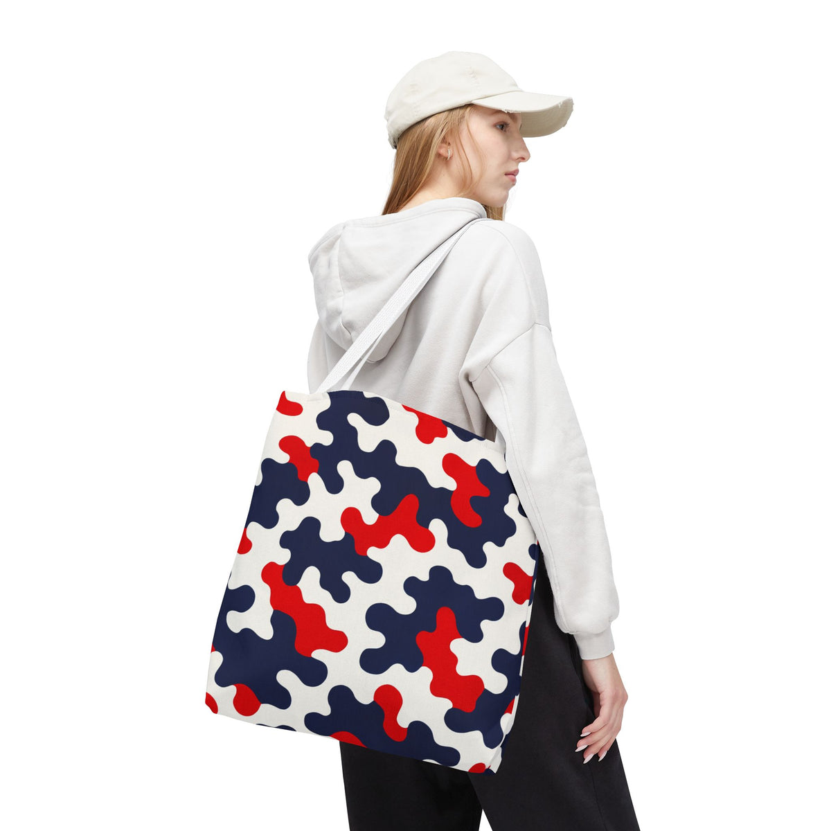 Black White Abstract Camouflage Tote Bag | All-Over Print