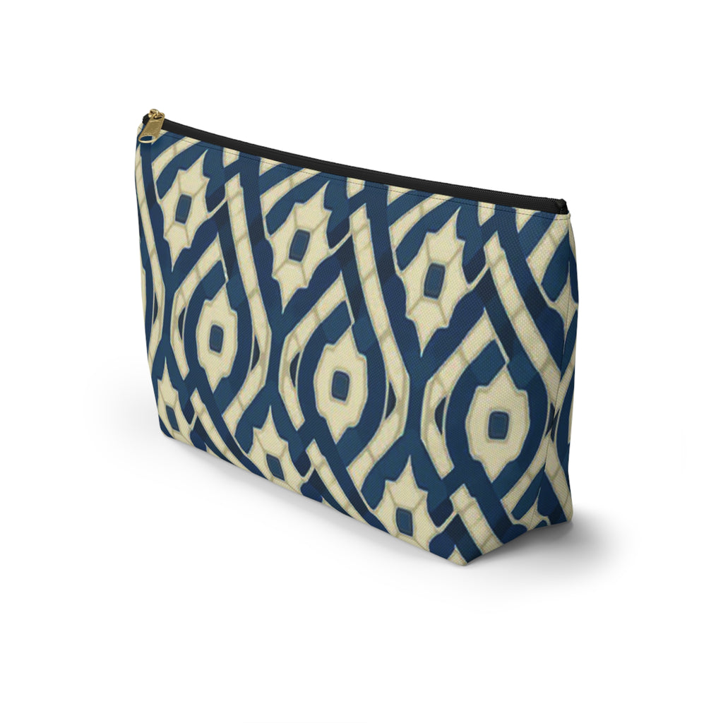 Patina Blue Geometric Accessory Pouch
