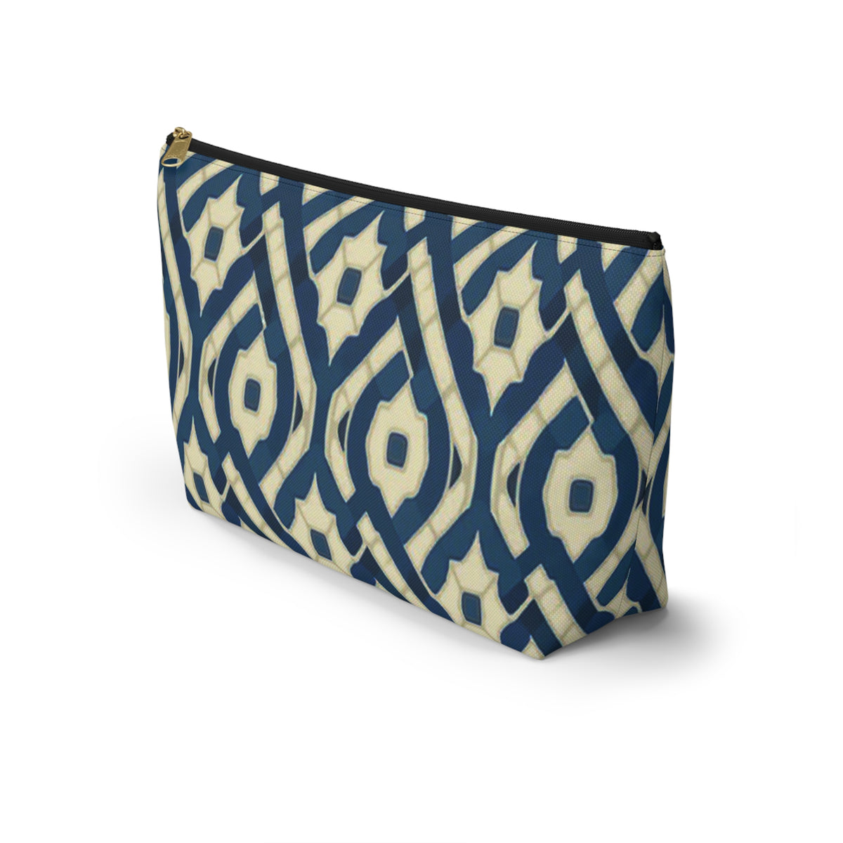 Patina Blue Geometric Accessory Pouch