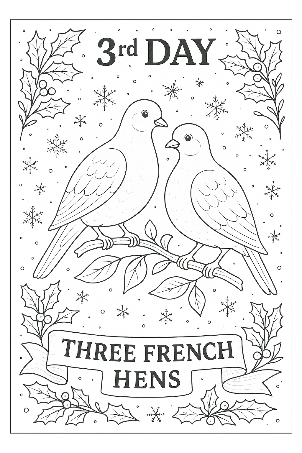 12 Days of Christmas Coloring Book, Holiday Activity (Digital Download)