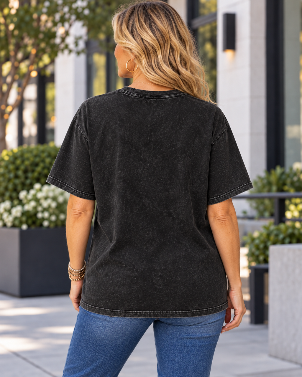 Beauty With Backbone – Snow Washed Oversized Cotton Graphic T-Shirt