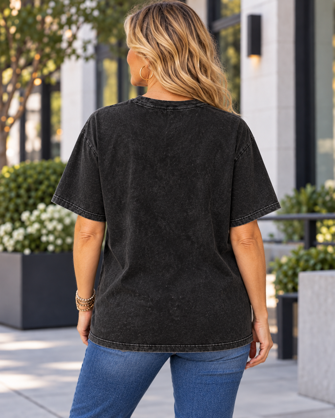 Beauty With Backbone – Snow Washed Oversized Cotton Graphic T-Shirt