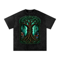 The One Tree of Life Snow Washed Oversized Cotton T-Shirt