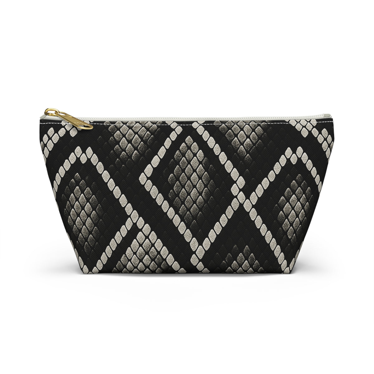 Black Snake Skin Pattern Accessory Pouch | T-Bottom Cosmetic Bag