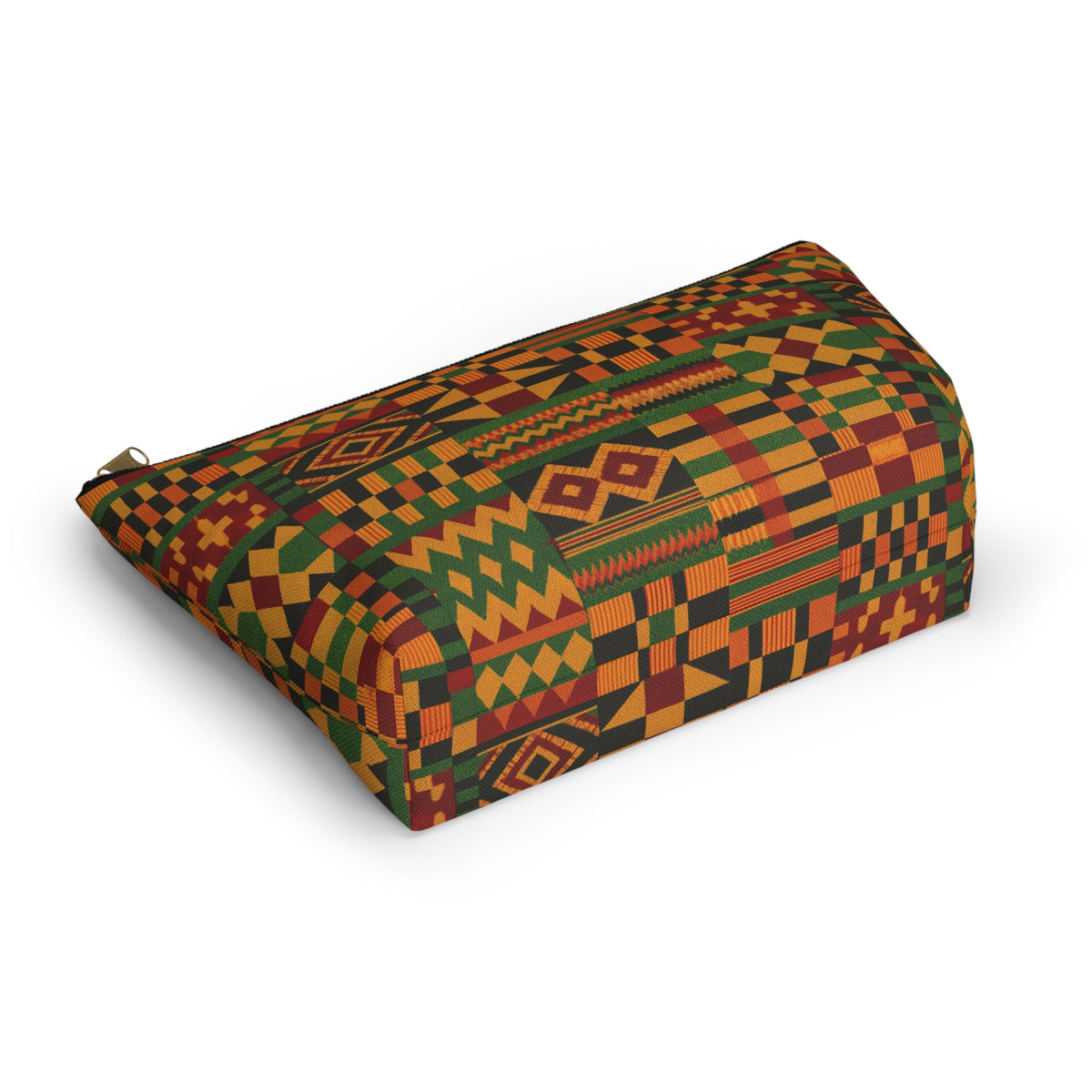 Kente Pattern Accessory Pouch | T-Bottom Makeup Bag, African Print
