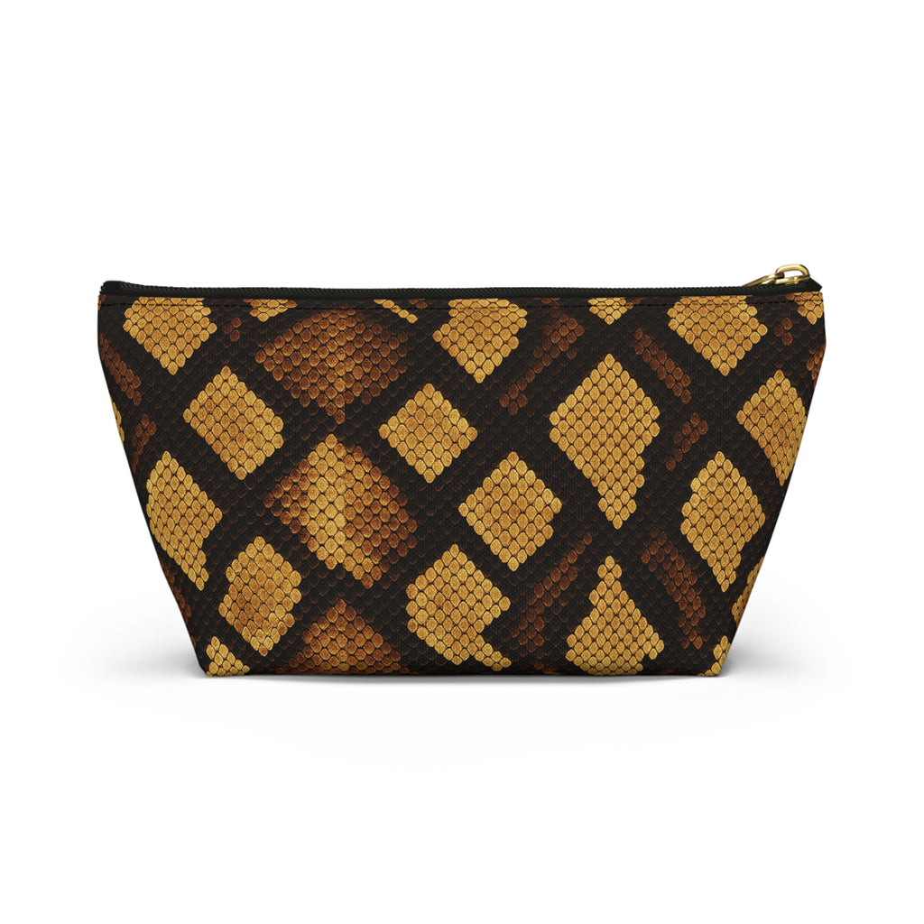 Brown Snake Print Accessory Pouch | T-Bottom Cosmetic Bag