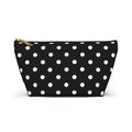 Black Polka Dot Accessory Pouch w T-bottom | Cosmetic Bag