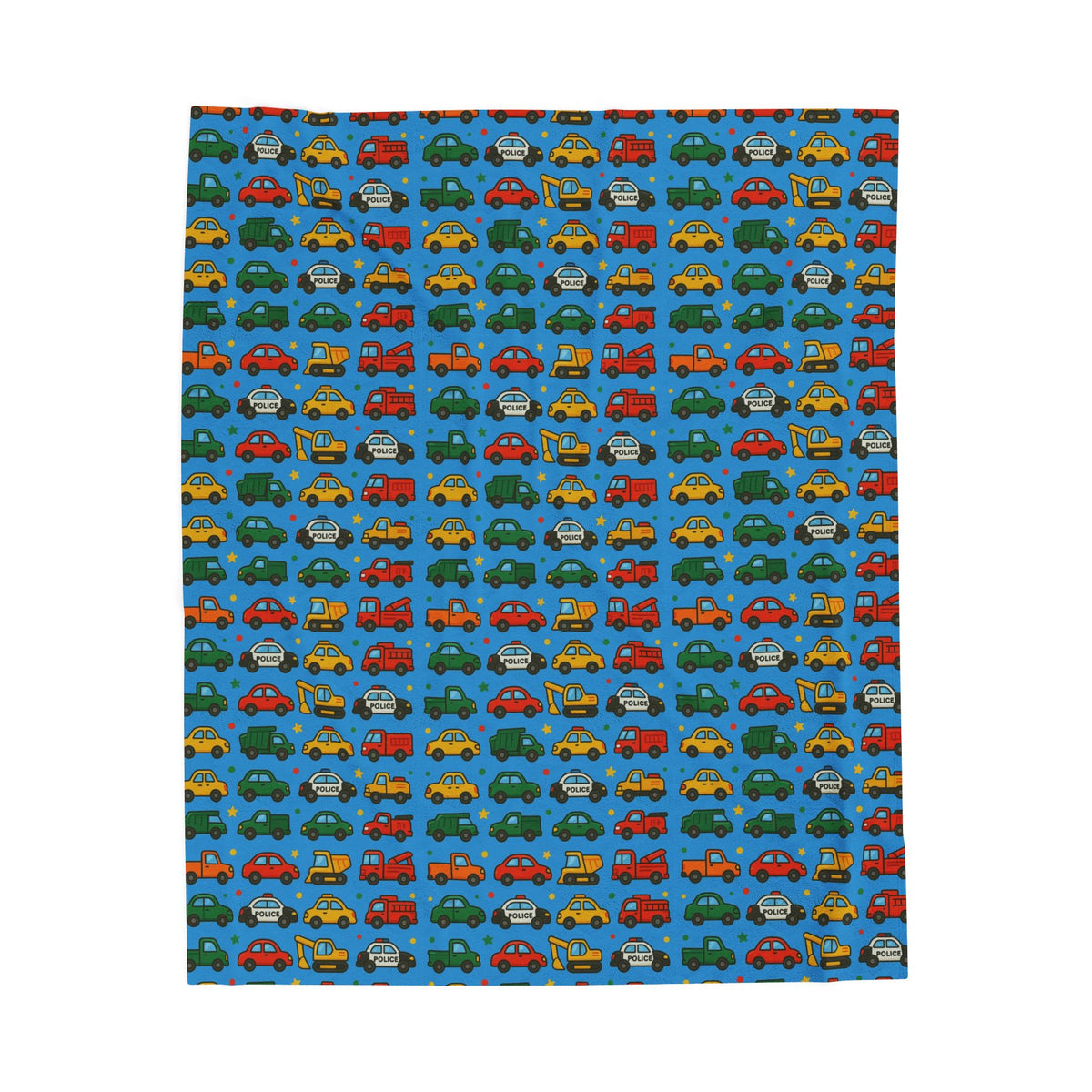 Colorful Toy Cars Pattern Velveteen Plush Blanket | Kids Car Print Throw