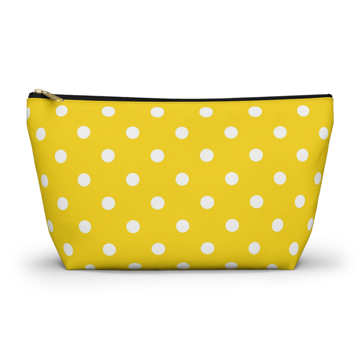 Yellow White Polka Dot Accessory Pouch | T-Bottom Cosmetic Bag