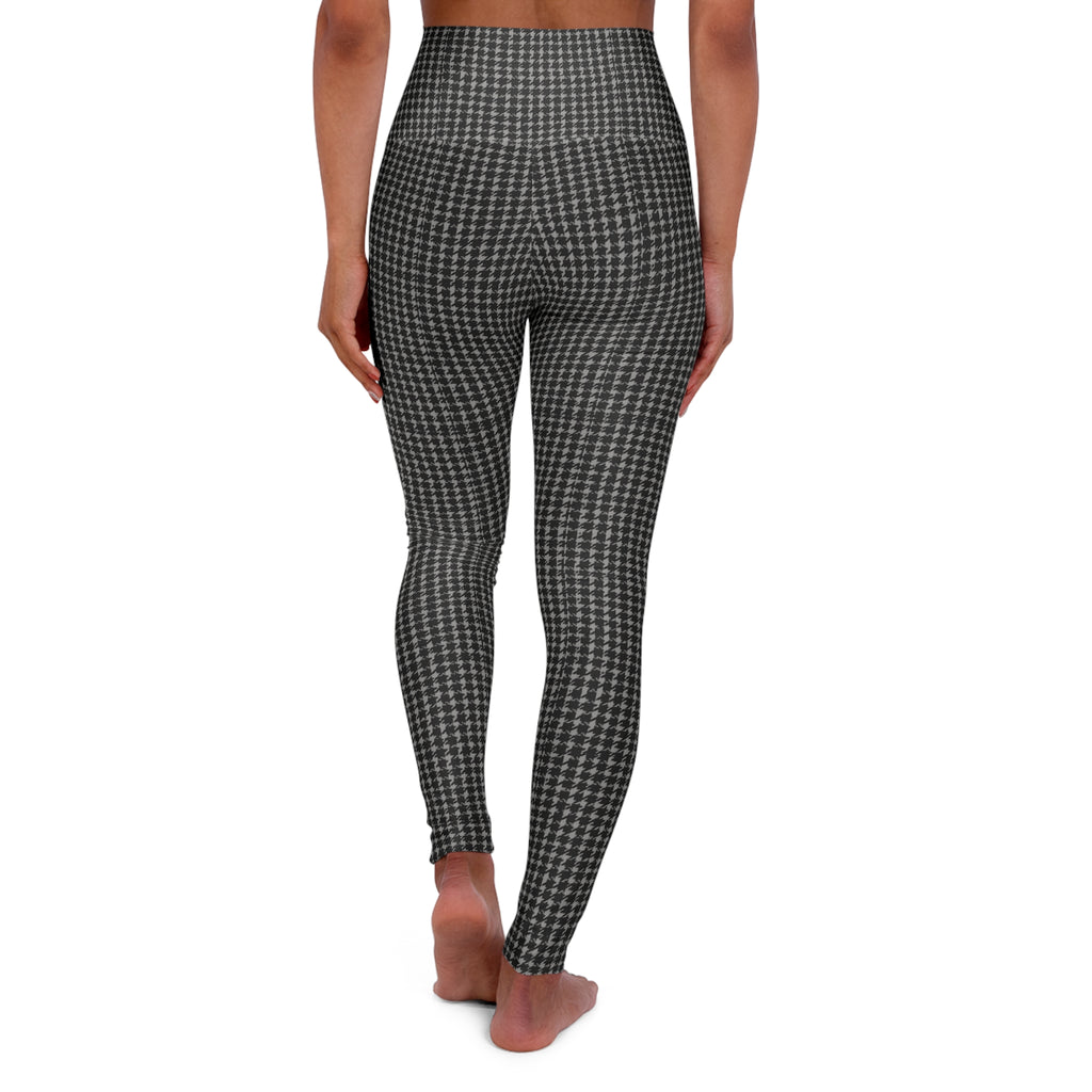 Black Gingham Pattern High Waisted Yoga Leggings | Plaid Activewear