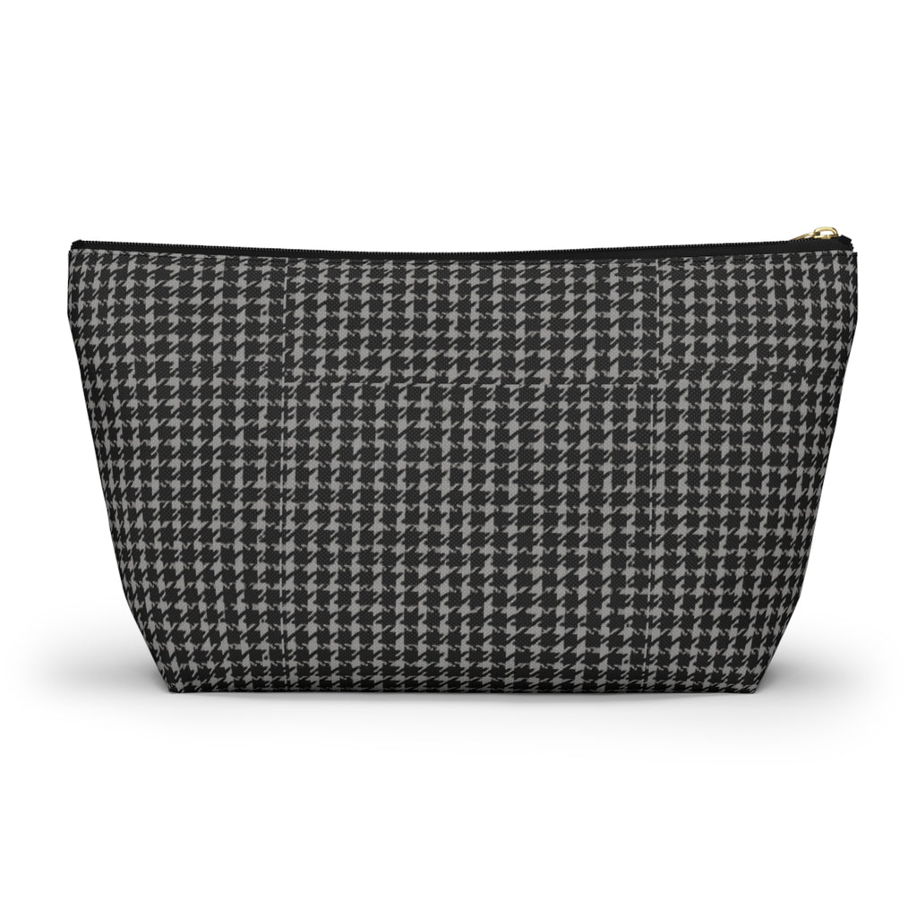 Gray Houndstooth Accessory Pouch