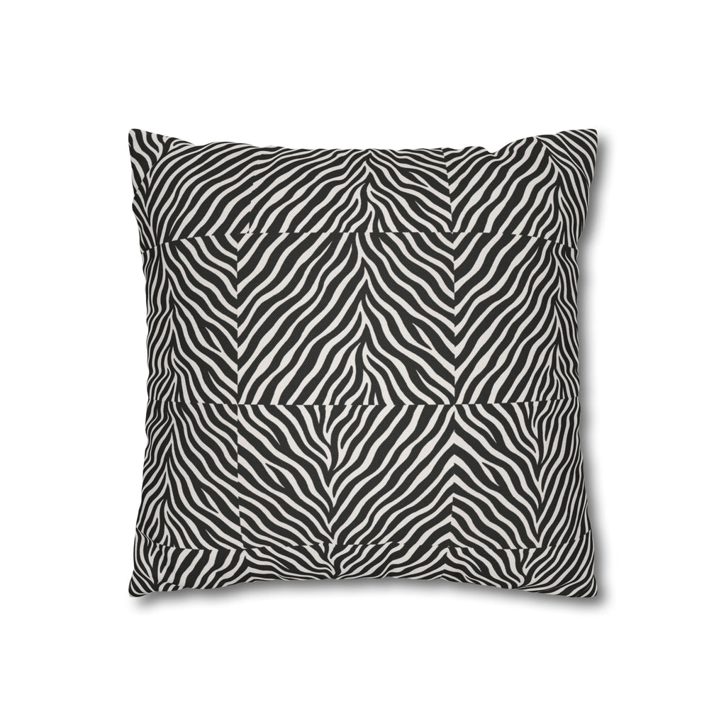 Black White Zebra Stripe Pillowcase | Animal Print Square Pillowcase