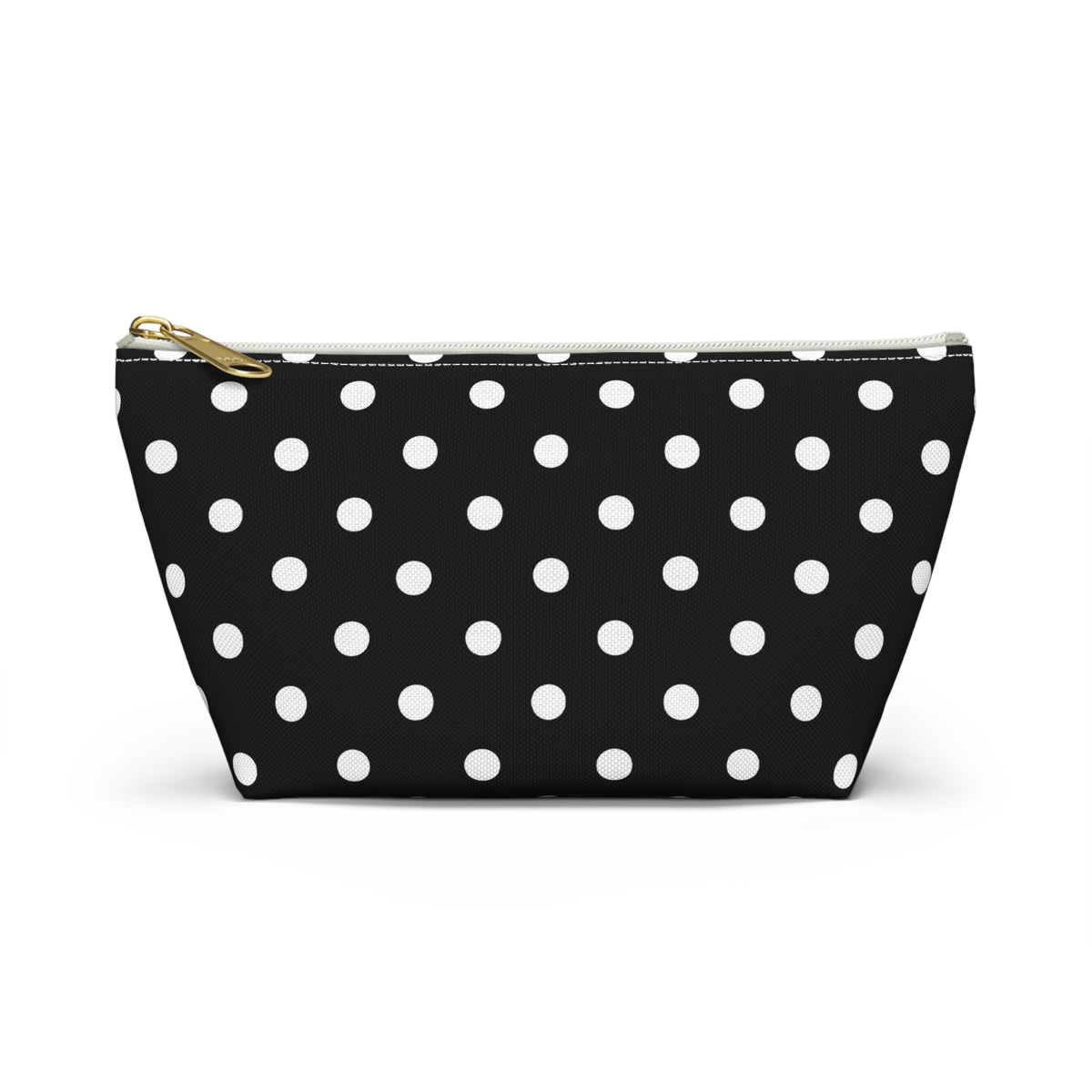 Black Polka Dot Accessory Pouch w T-bottom | Cosmetic Bag