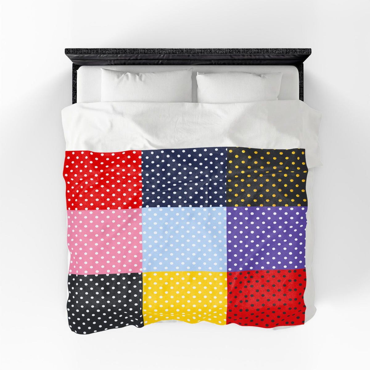 Polka Dot Patchwork Velveteen Plush Blanket | Colorful Dots Throw