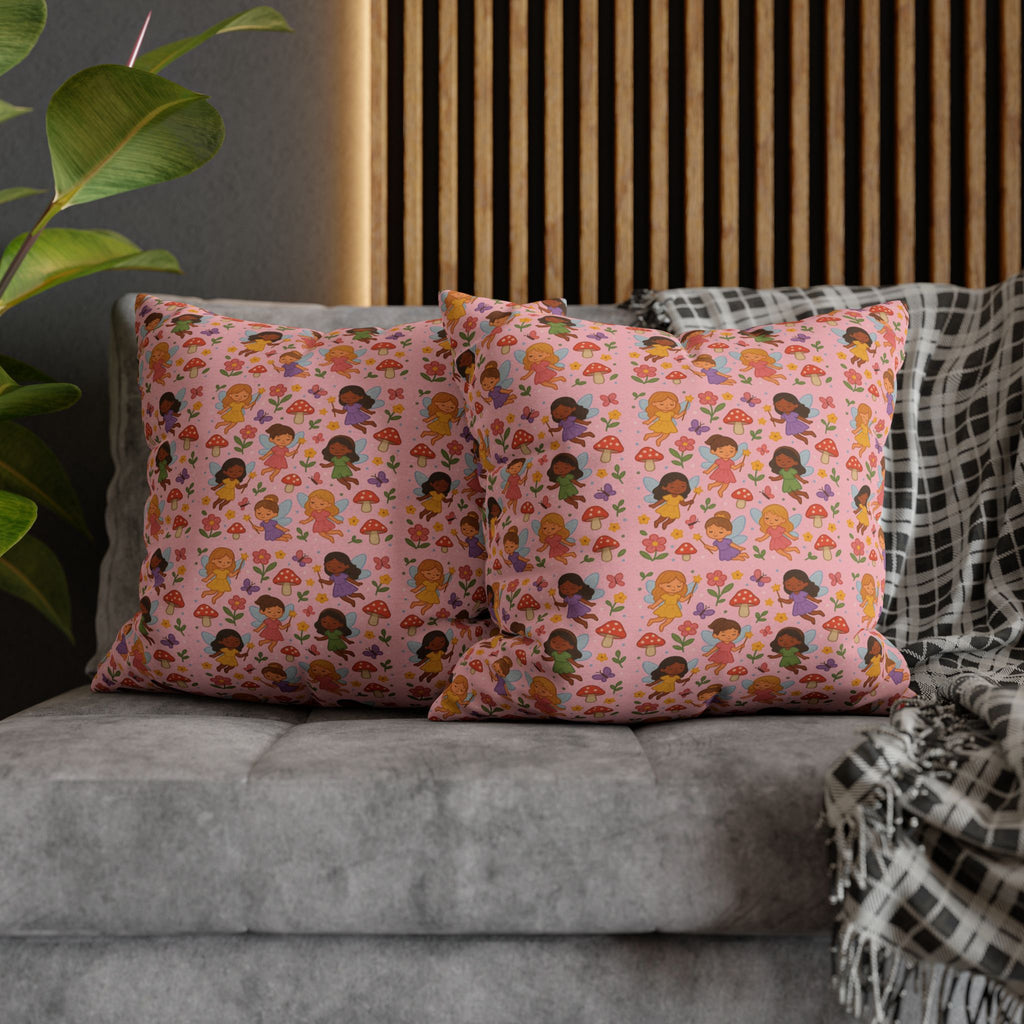Flower Girls Square Pillowcase, Floral Pillow Cover, Bedroom Decor, Home Accent, Flower Pattern Bedding