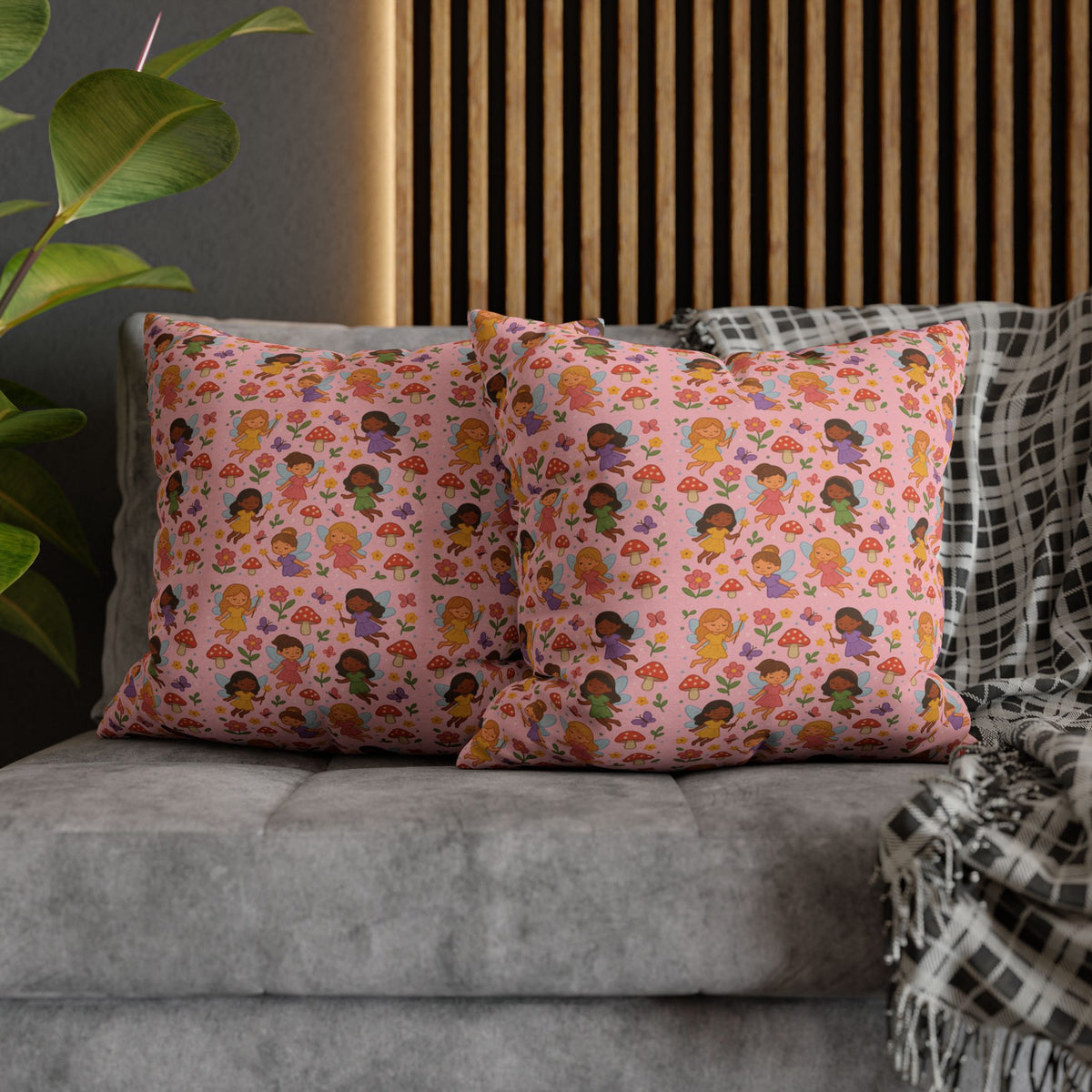 Flower Girls Square Pillowcase, Floral Pillow Cover, Bedroom Decor, Home Accent, Flower Pattern Bedding