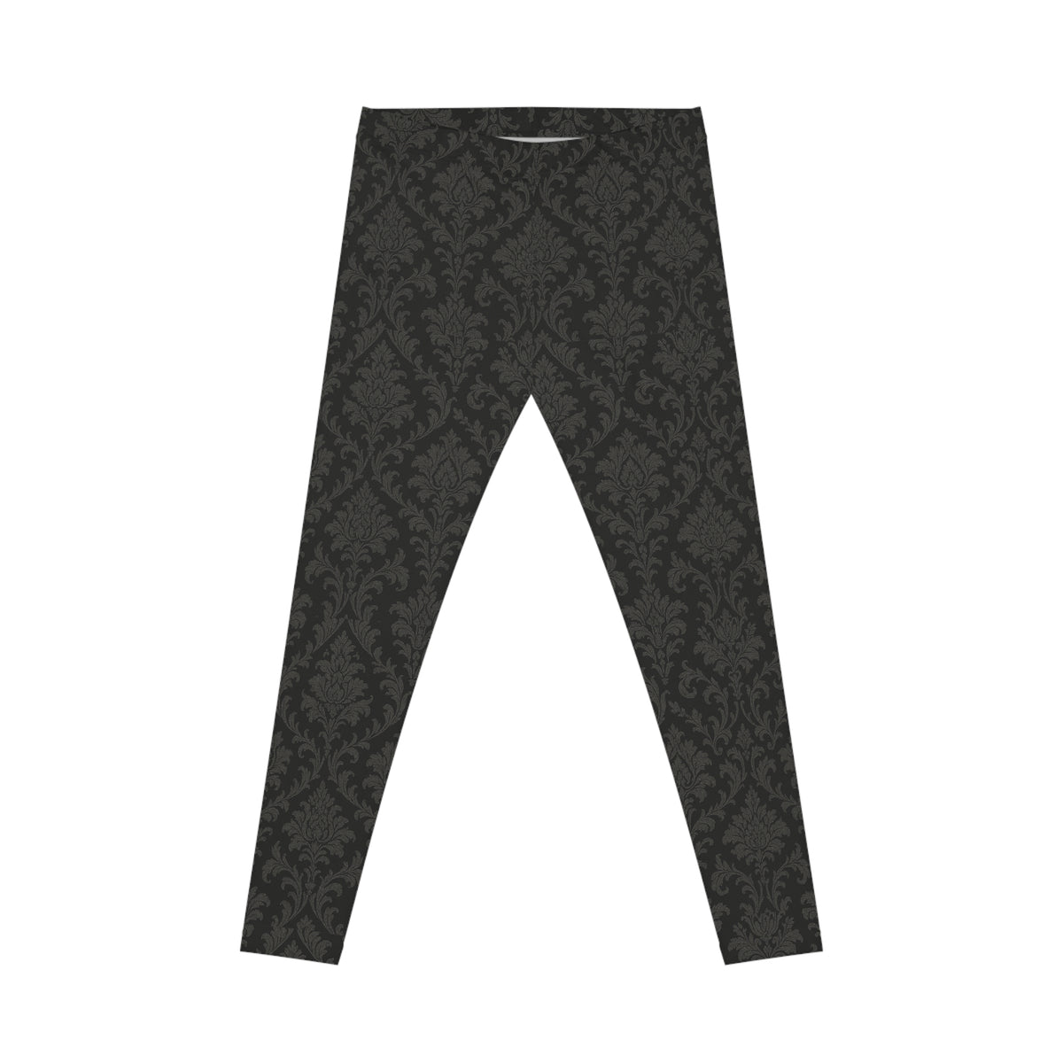 Black Damask Pattern Leggings | All-Over Print