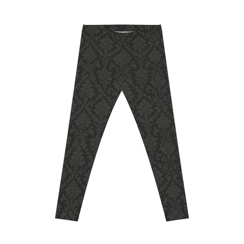 Black Damask Pattern Leggings | All-Over Print