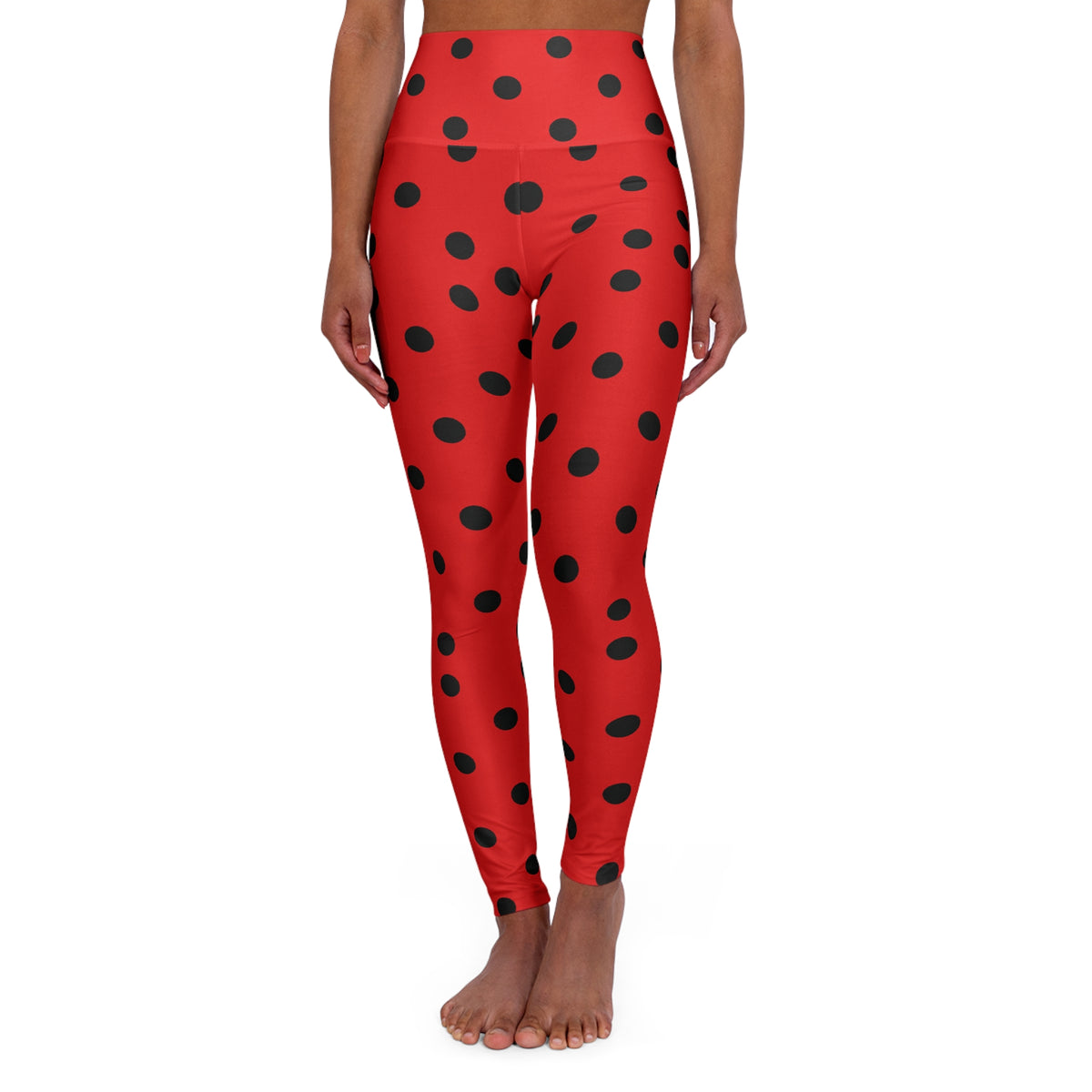 Red Black Polka Dot High Waist Leggings | Yoga Leggings