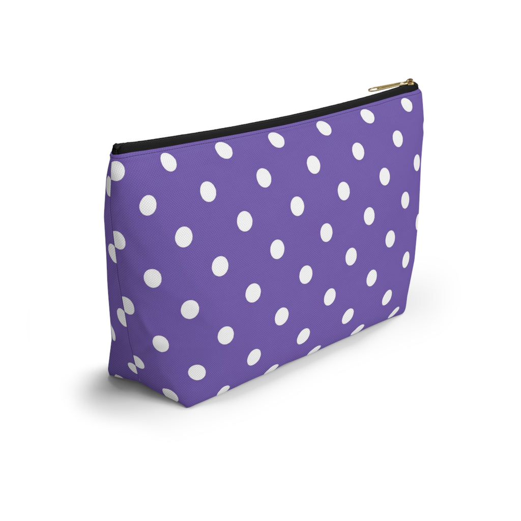 Purple with White Polka Dot Pattern Accessory Pouch