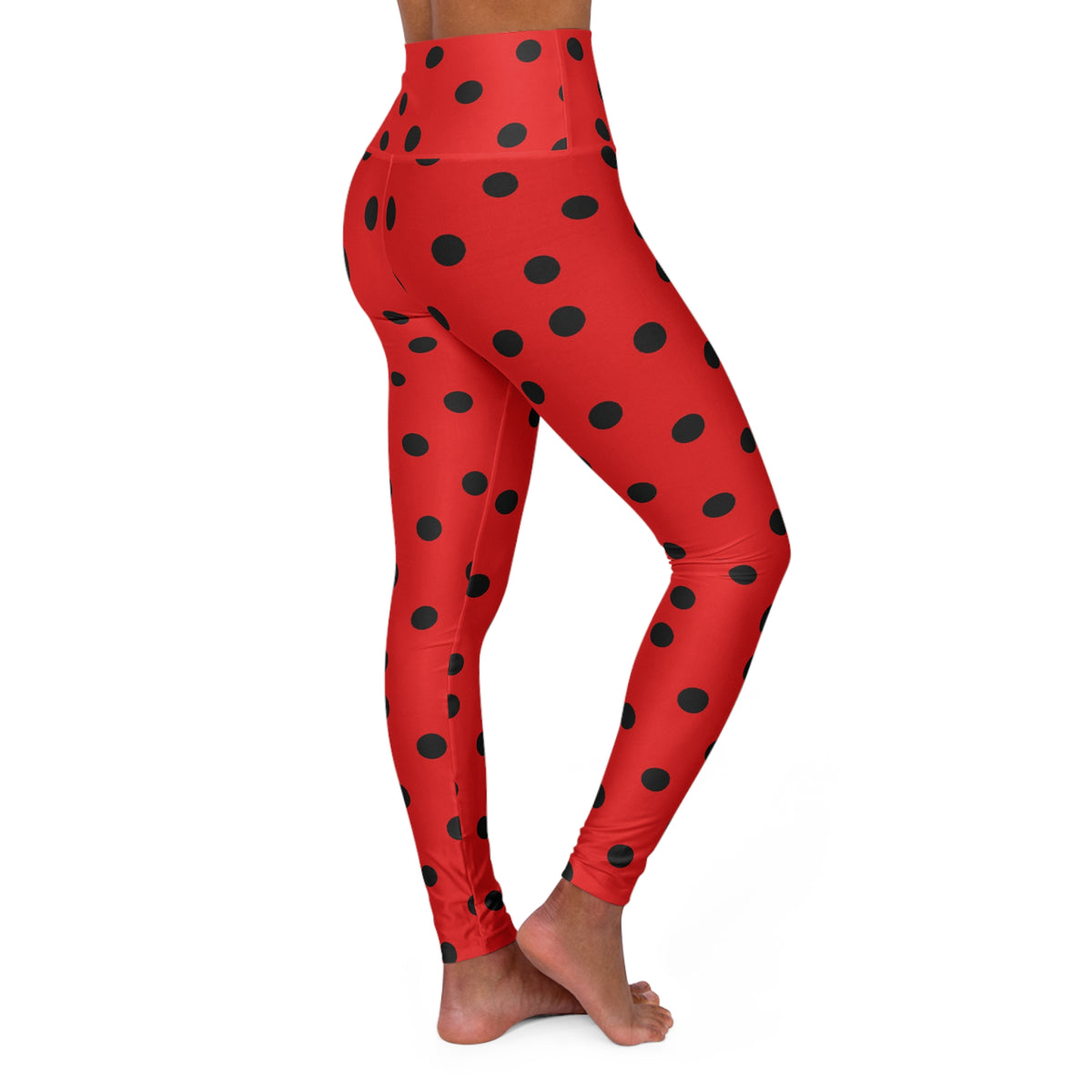 Red Black Polka Dot High Waist Leggings | Yoga Leggings