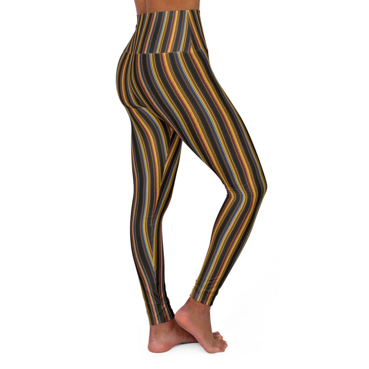 Striped Retro Colorblock Leggings, Yoga Pants for Women, Workout Leggings, Running Tights, Active Wear Bottoms