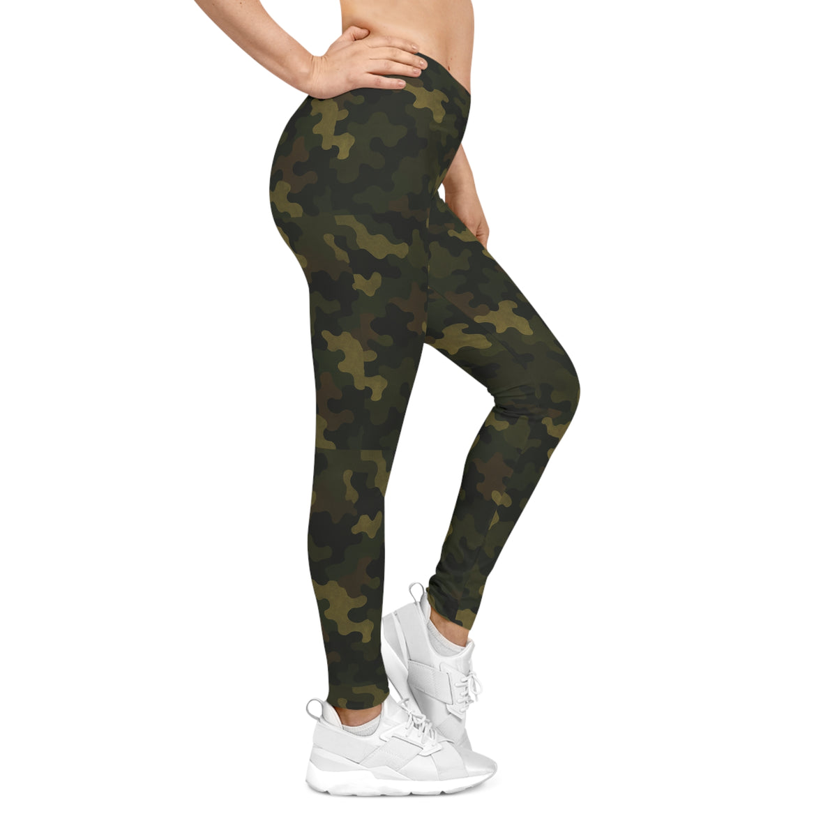 Green Camo Pattern Leggings | All-Over Print Camouflage Leggings