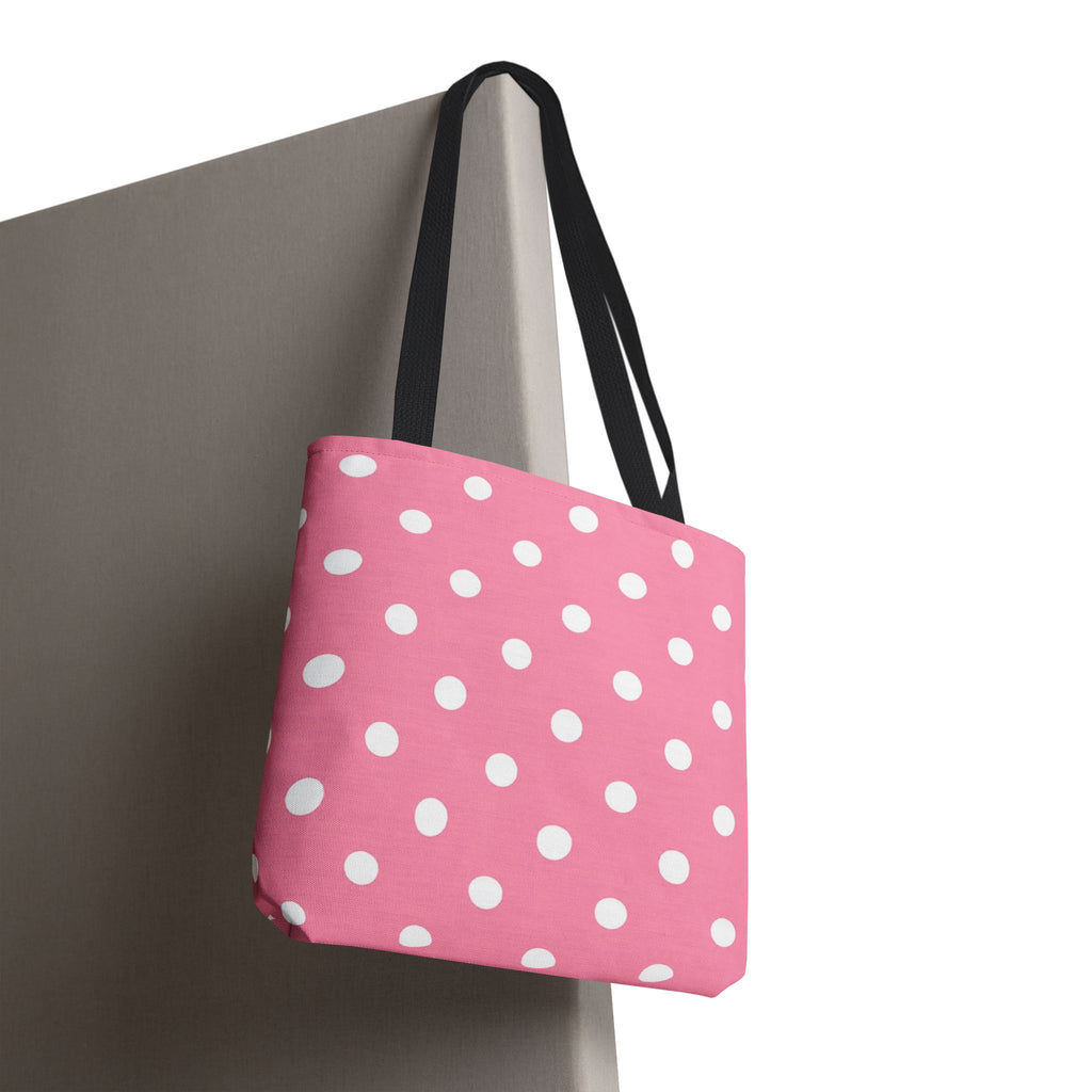 Pink With White Polka Dot Pink Tote Bag | All-Over Print