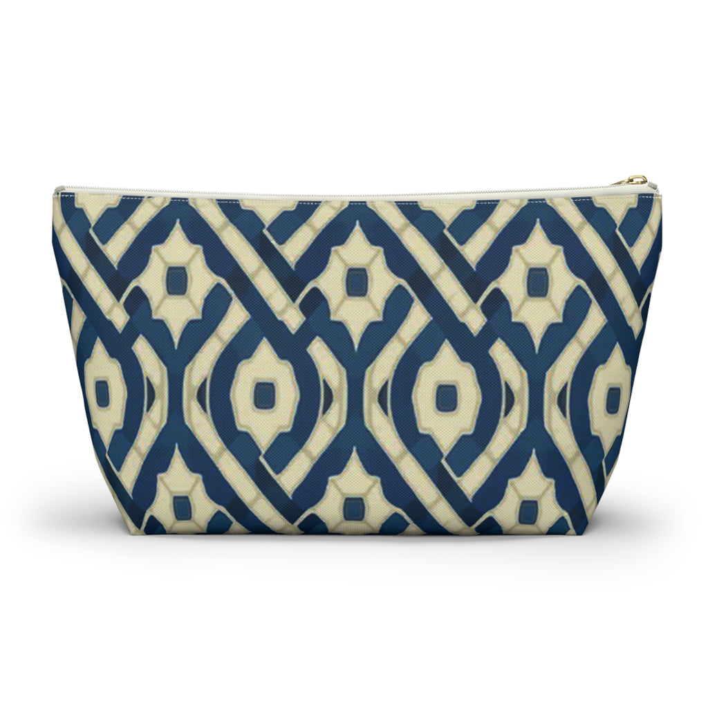 Patina Blue Geometric Accessory Pouch