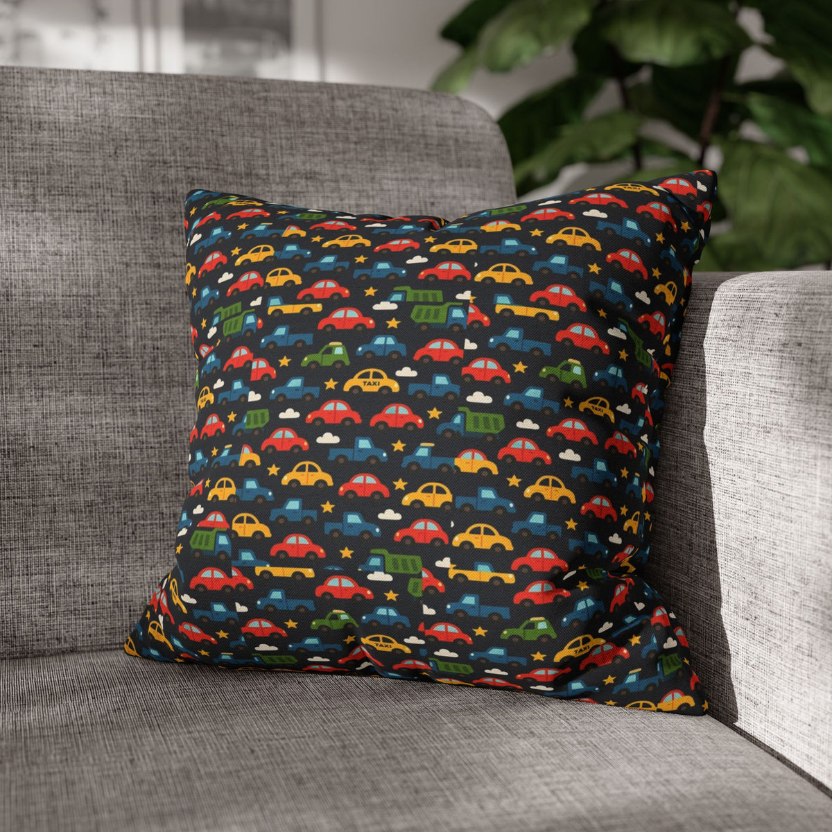 Colorful Cars Pattern | kids car pattern, black background, playful nursery decor