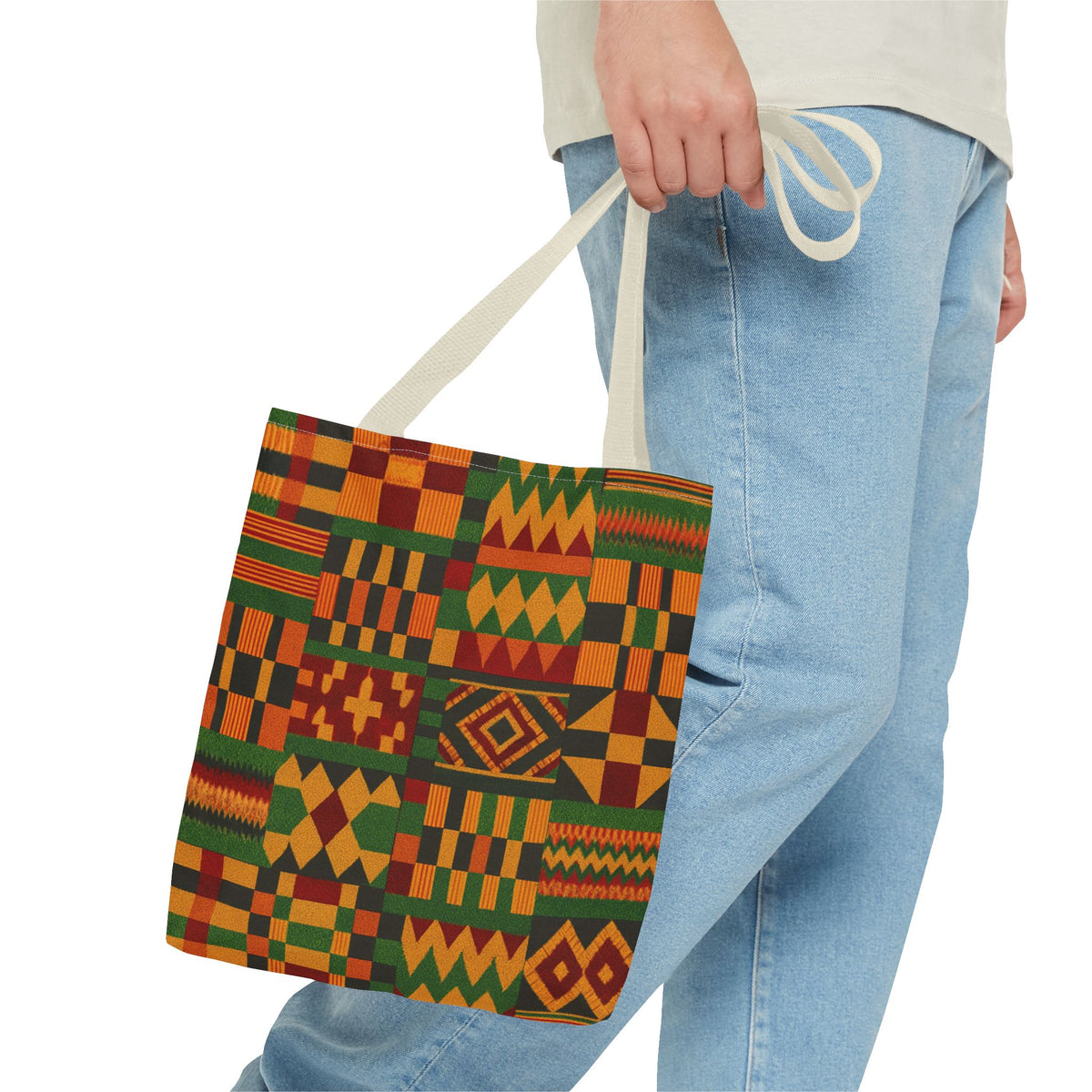 Kente Pattern Tote Bag | African Print Geometric Patchwork